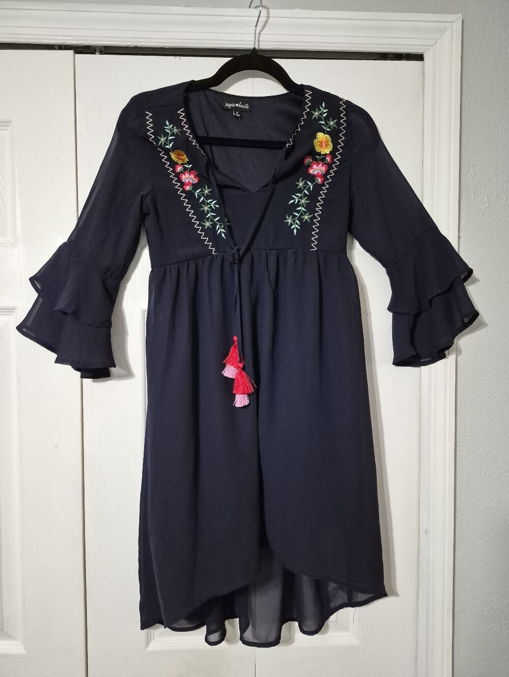 Boho-Cottagecore Embroidered Babydoll Dress